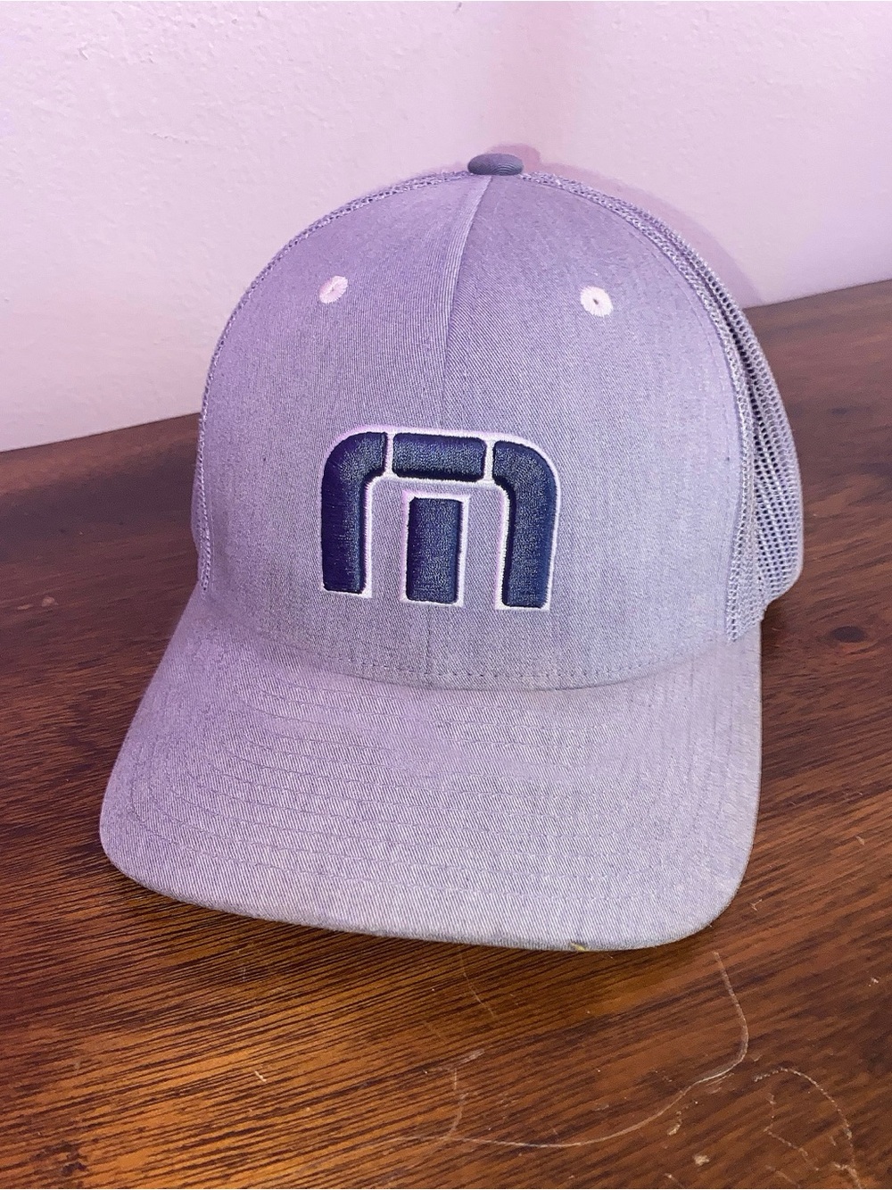 Travis Matthew Logo SnapBack Hat - Gray/ Navy Blue